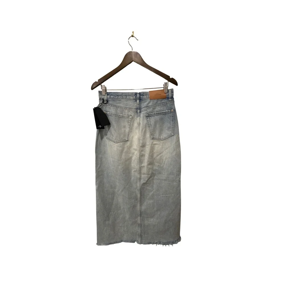 7 For All Mankind Distressed Asymmetrical Denim Maxi Skirt Size 27 - Picture 13 of 13